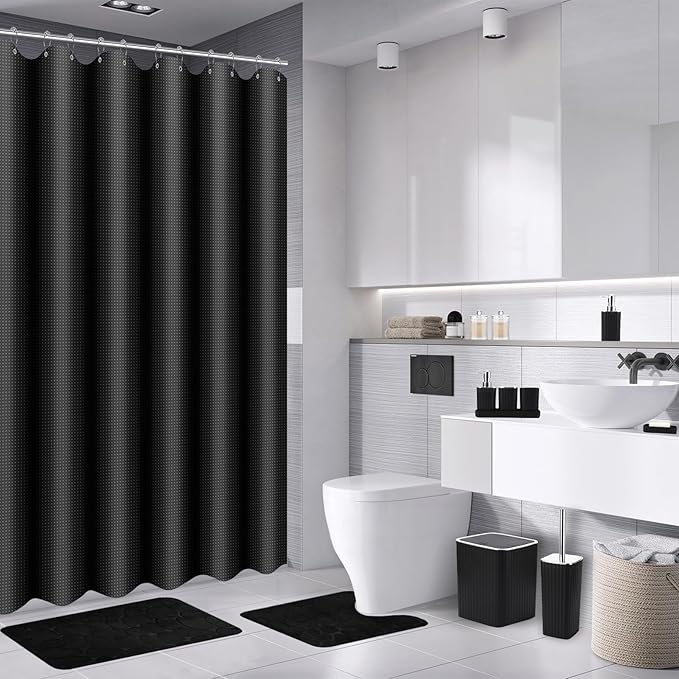 Bathroom Set with Shower Curtain and Rugs- 25PC Bathroom Accessory Set - Image 2