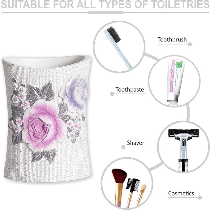 Zahari Home 4pc Michelle Bathroom Accessories Sets Lotion Pump, Tooth Brush - Image 5