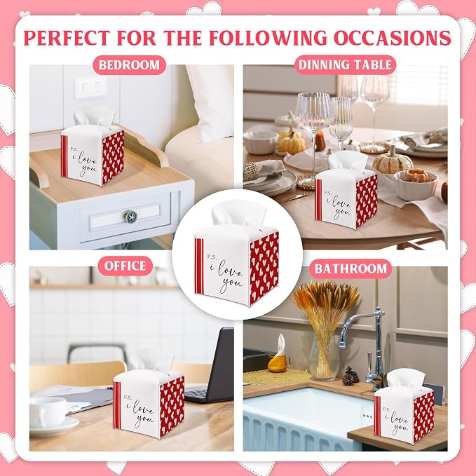 Red Heart Design Tissue Box Cover - Image 6