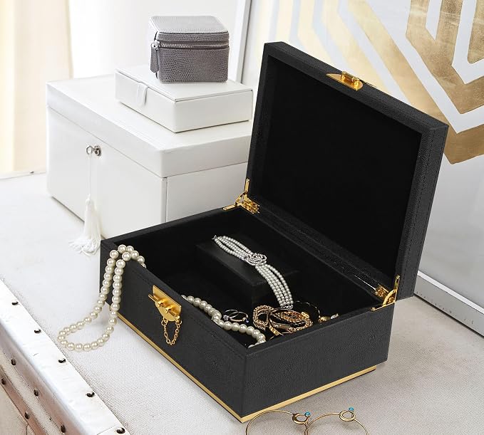 HofferRuffer Elegant Faux Leather Decorative Box, Storage Jewelry Box Organizer - Image 3