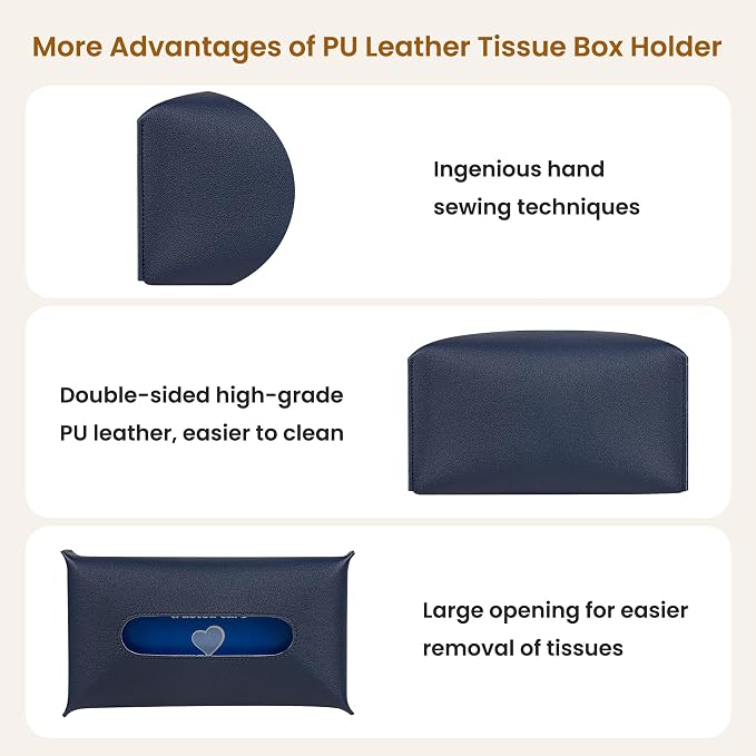 Long Tissue Box Cover, PU Leather Tissue Holder Rectangle, Facial Paper - Image 5