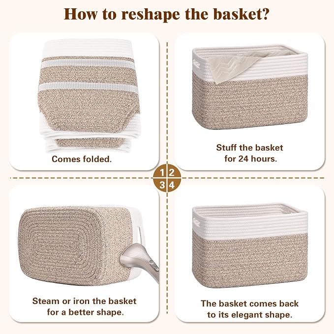 Storage Baskets for Organizing, 4 Pack Baskets for Shelves, Decorative Storage - Image 8
