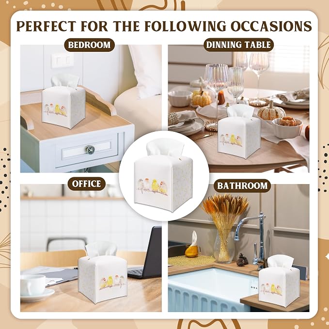 Cute Birds & Flowers Design Spring Tissue Box Cover - Image 6