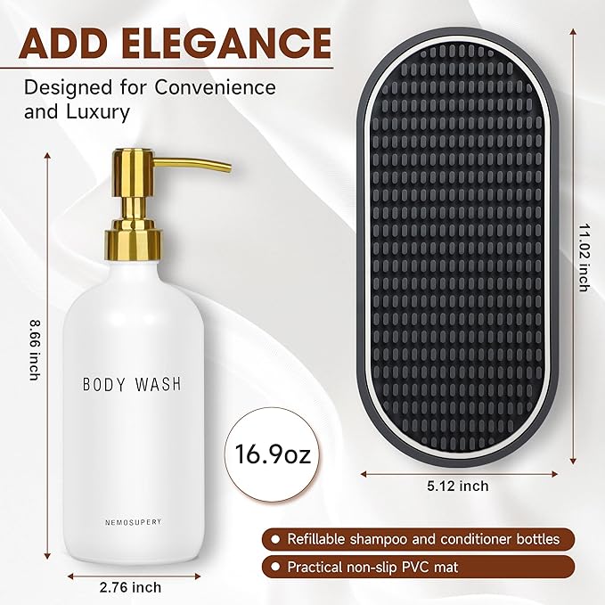 Glass Shampoo and Conditioner Dispenser-Shower Soap Dispenser - Image 3