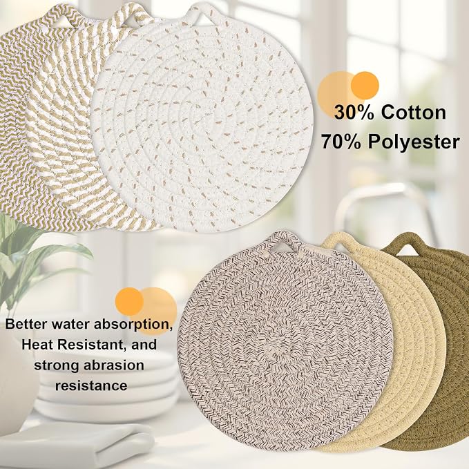 7" Trivets for Hot Dishes, 6 Pack Hot Pads for Kitchen Counter & Dining Table - Image 4