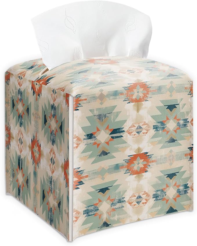 Southwestern Aztec Design Tissue Box Cover by Unknown