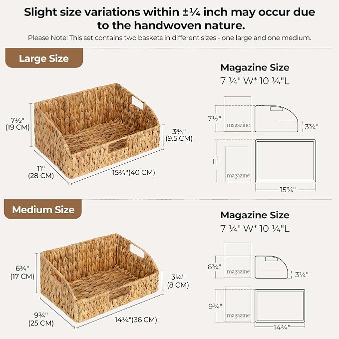 StorageWorks Pantry Baskets for Organizing, Water Hyacinth Baskets for shelves - Image 2