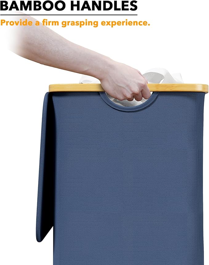 SpaceAid Laundry Hamper with Lid, 110L Large Tall Clothes Basket Bin with - Image 6