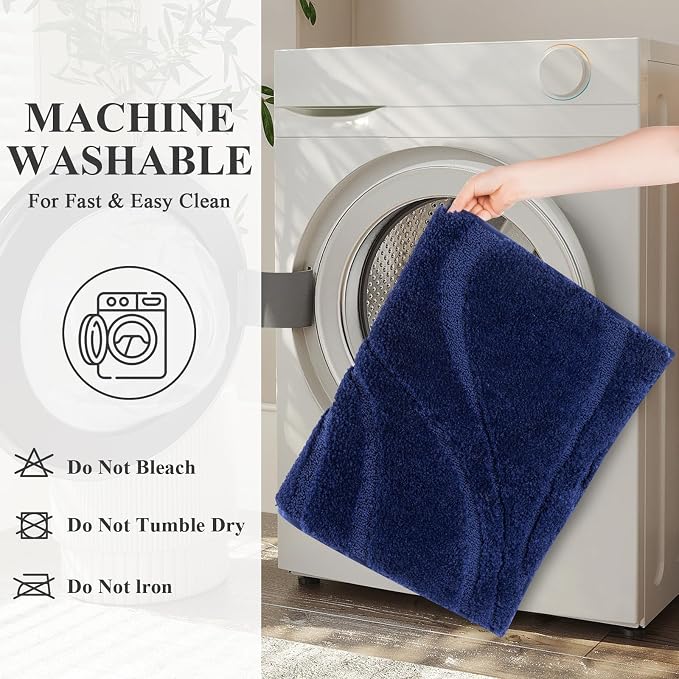 HEBE Bathroom Rugs Sets 5 Piece, Soft Absorbent Microfiber Bath Mat - Image 6