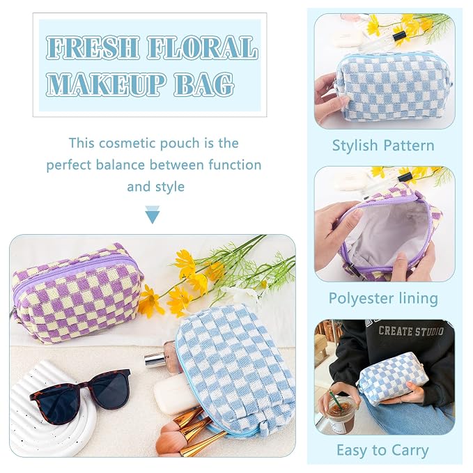 ZLFSRQ 2Pcs Checkered Pencil Case Cute Pencil Pouch - Image 6