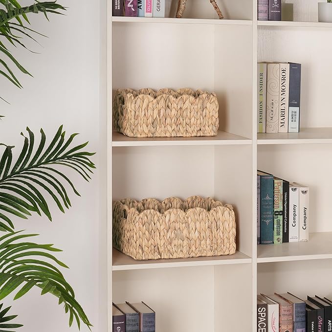 Scalloped Wicker Basket, Rectangle Storage Baskets - Image 6