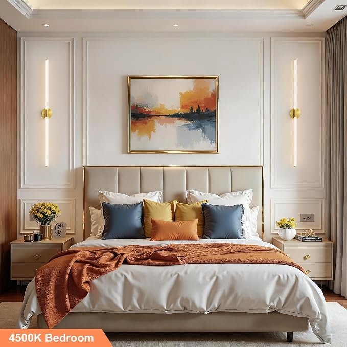 Glod Wall Sconces Set of 2 Hardwired, Dimmable 5CCT LED Bathroom Light Fixtures - Image 3
