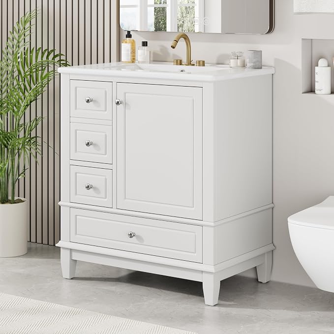 30" Bathroom Vanity with Sink, Harper & Bright Designs Free Standing Single - Image 3
