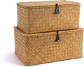 Nonam Storage Basket with Lid, Natural Seagrass Bin with Lid Set of 2, Shelf by Unknown