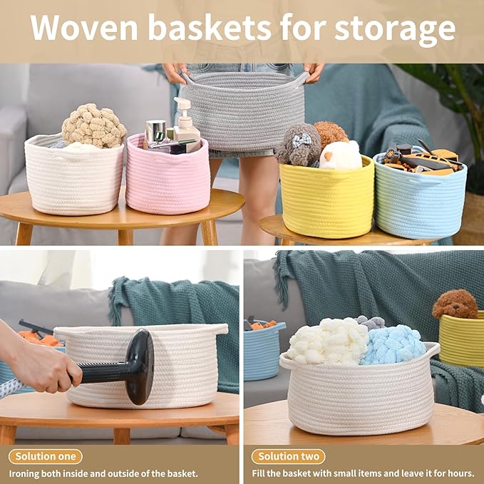 Cute Woven Storage Basket with Handle, Baskets - Image 8
