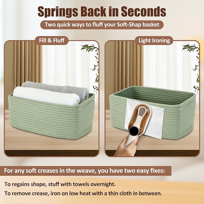 5-Pack Small Woven Rope Storage Baskets – 2 Sizes Organizer Bins - Image 7