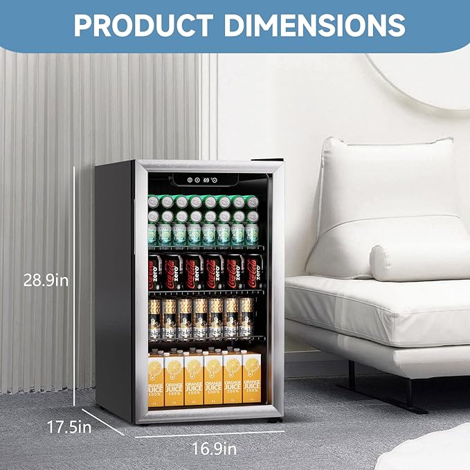 Compact Beverage Refrigerator, 110 Can/3.1 Cubic Feet Fridge - Image 3