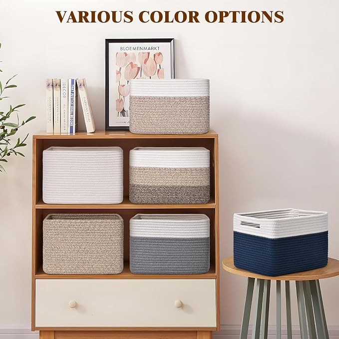 Storage Baskets for Organizing, 4 Pack Baskets for Shelves, Decorative Storage - Image 7