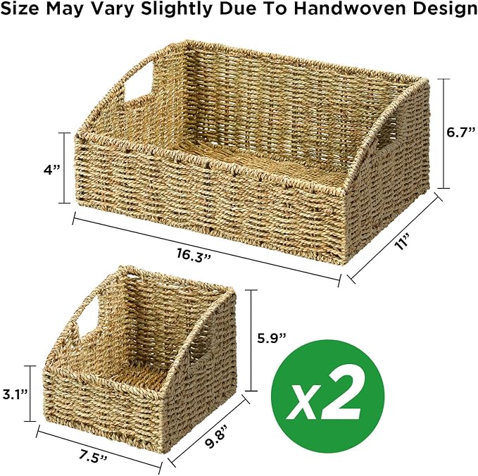 Ollieroo Rattan Storage Baskets, Handwoven Wicker Storage Bins - Image 7