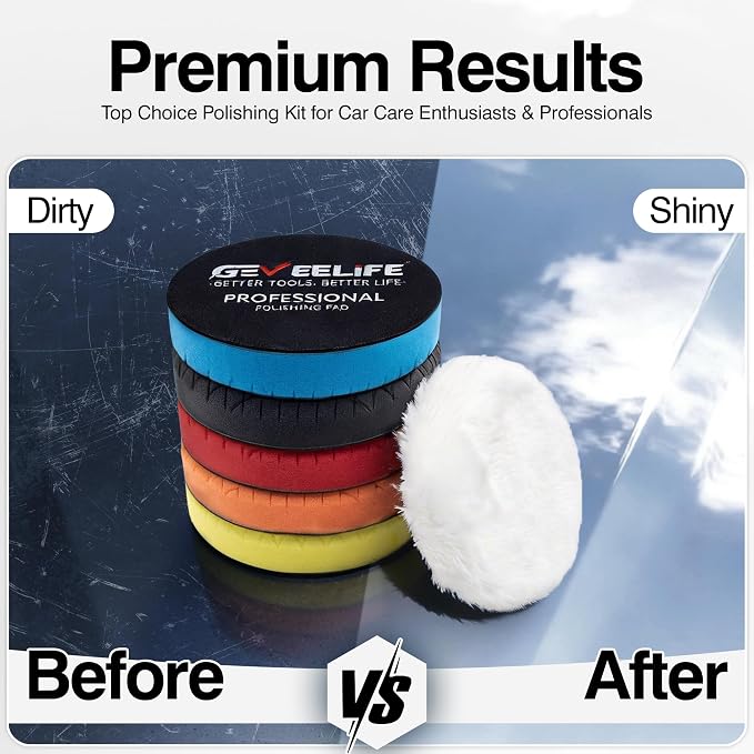 GEVEELIFE 9Pcs Buffing Polishing Pads Kit, 5 Inch Buffing Pads, Sponge & Woolen - Image 8