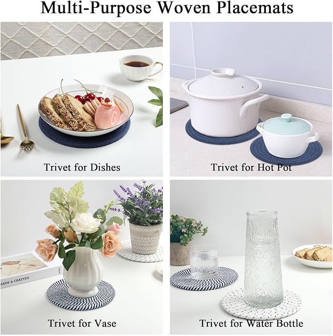 SHACOS 8 Inches Trivets for Hot Dishes, 4 Pieces Cotton Trivets Mats for Kitchen - Image 6