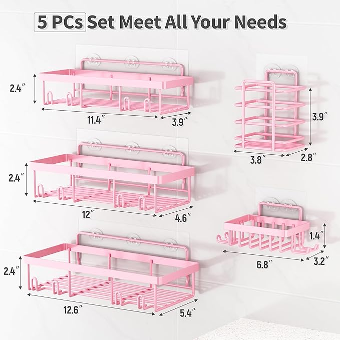 5 Pack Shower Caddy Organizer Rack Shelf - Image 2