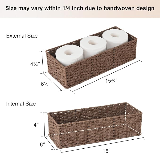 StorageWorks Round Paper Rope Toilet Tank Topper Basket, Wicker Basket - Image 6