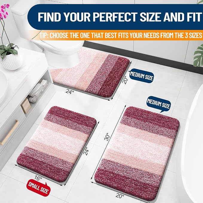 OLANLY Bathroom Rug Set 2 Piece, Soft Absorbent Microfiber Bath Mats and - Image 3