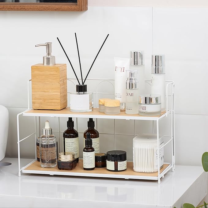 Bathroom Counter Organizer 10s Tool-Free Install, 2 Tier Bathroom Organizers by Edergoo
