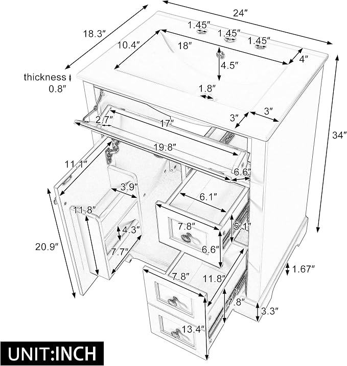 Harper & Bright Designs 24" Bathroom Vanity - Image 2
