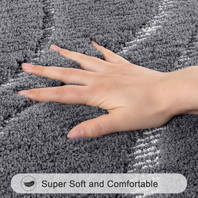 HEBE Bathroom Rugs Sets 5 Piece, Soft Absorbent Microfiber Bath Mat - Image 3