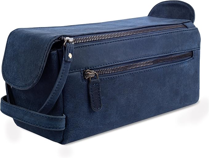 LEATHER VILLAGE Genuine Leather Travel Toiletry Bag by LeatherVillage