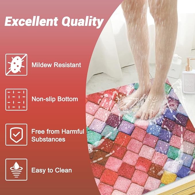 Shower Mat Non-Slip, 24x 24 Inch Square, Soft Comfort Bath Mats - Image 6