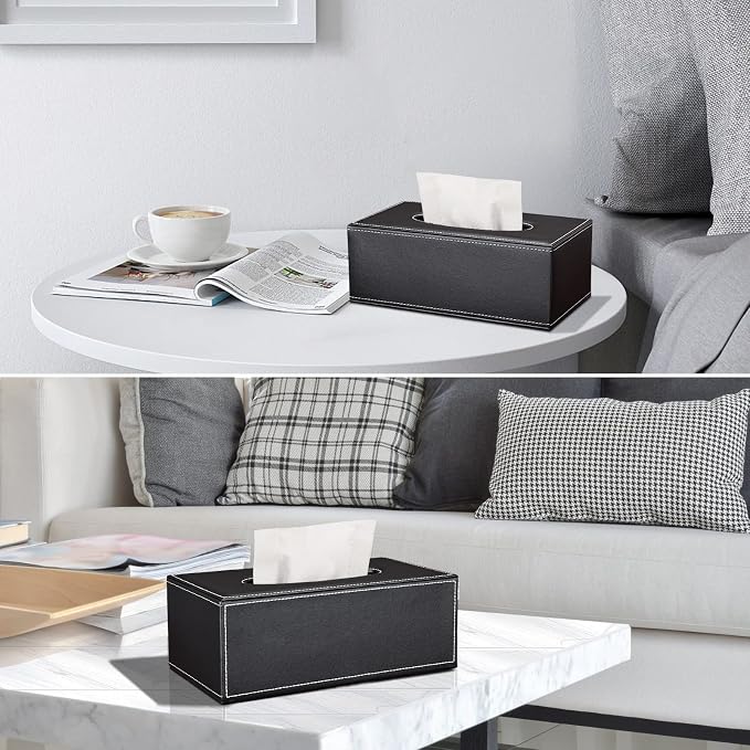 Tissue Box Cover Rectangular, PU Leather Tissue Box Holder - Image 3