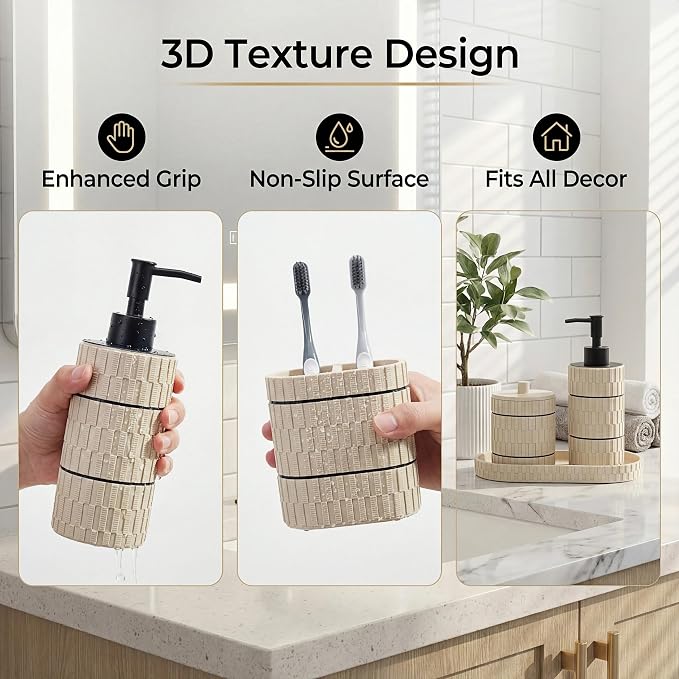 Bathroom Accessory Set, 6 Piece Bathroom Essentials Sets Accessories, Soap - Image 5
