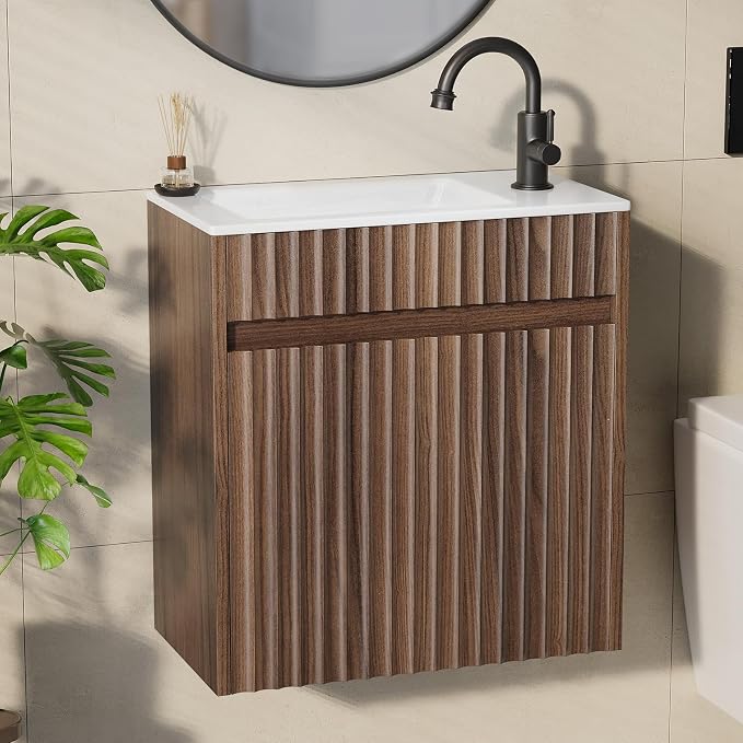 VINGLI 18" Floating Fluted Bathroom Vanity by VINGLI