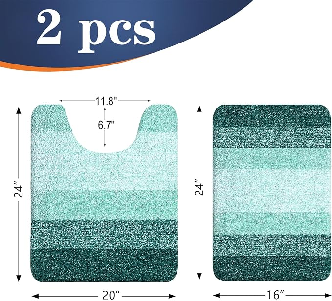 OLANLY Bathroom Rug Set 2 Piece, Soft Absorbent Microfiber Bath Mats and - Image 2