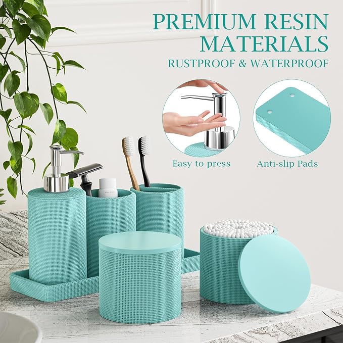 6-Piece Teal Blue Bathroom Set - Image 4