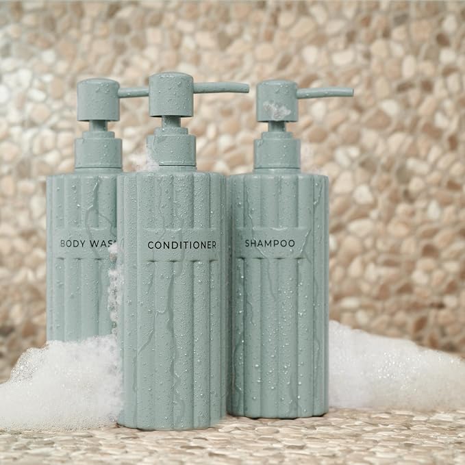 Stylish Shampoo and Conditioner Dispenser Set of 3 - Image 9