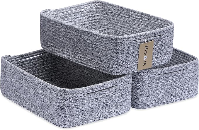 Large Shallow Organizing Baskets 15x11x5.1 Inches by MiniArkStorageBasketsHome