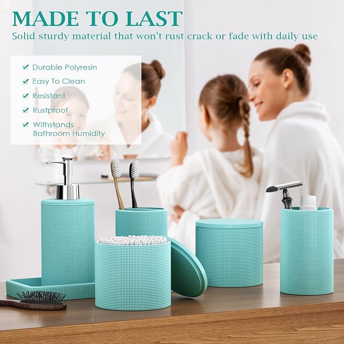 6-Piece Teal Blue Bathroom Set - Image 3