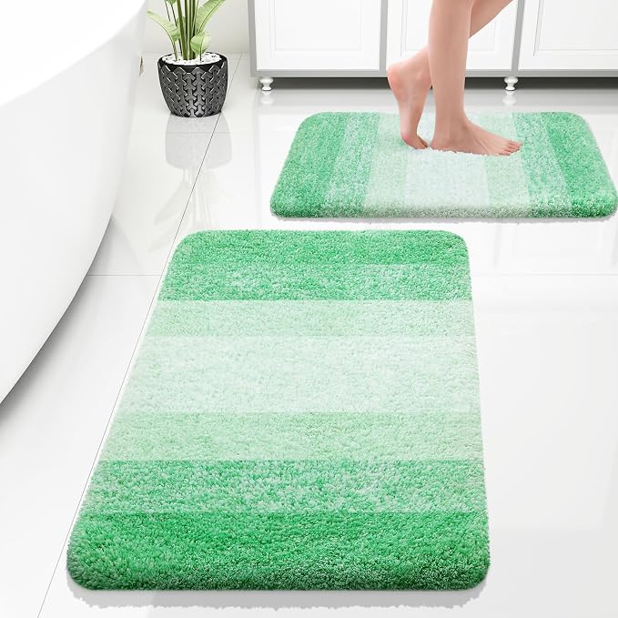 OLANLY Bathroom Rug Set 2 Piece, Soft Absorbent Microfiber Bath Rug Set by OLANLY