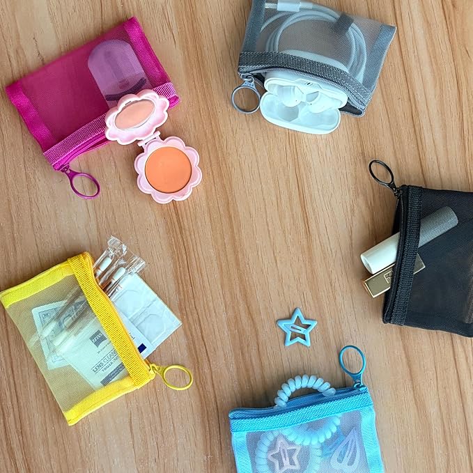 Patu Mini Zipper Mesh Bags, Size XS / A8, 5 Pieces, Keychain Pouch Key Holder - Image 3