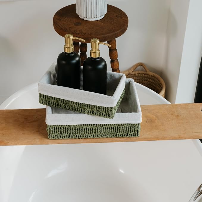 Beautiful Toilet Paper Storage Basket Set of 2 – Decorative Wicker Bathroom - Image 8