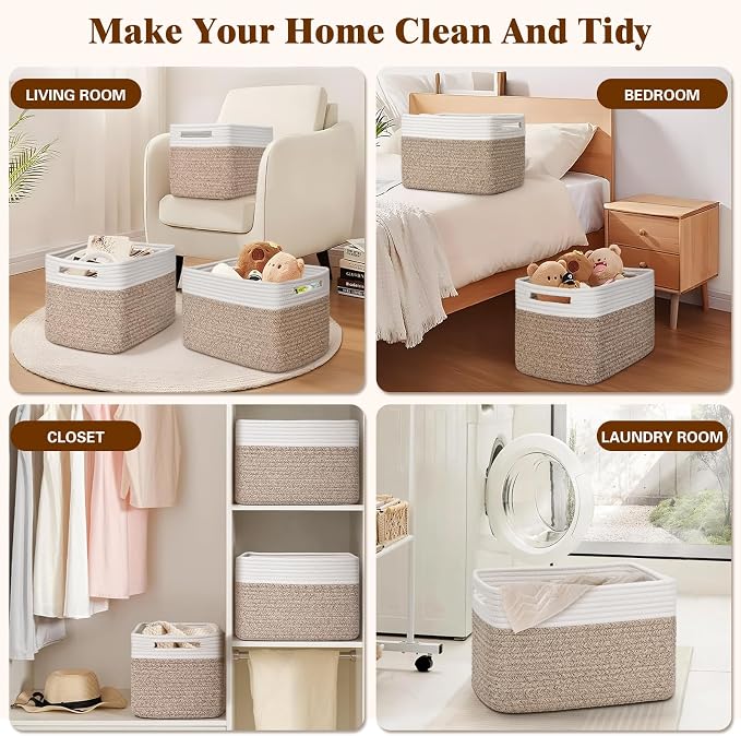 Storage Baskets for Organizing, 4 Pack Baskets for Shelves, Decorative Storage - Image 6
