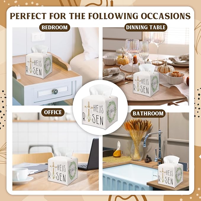 Botanical & Cross Design Tissue Box Cover - Image 6