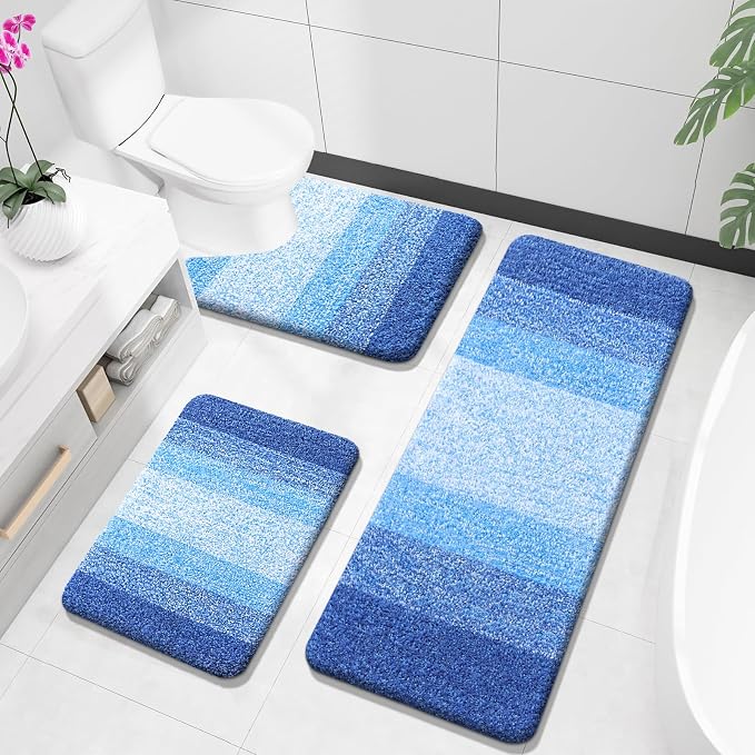 OLANLY Bathroom Rugs Sets 3 Piece, Soft Absorbent Microfiber Bath Mats and by OLANLY
