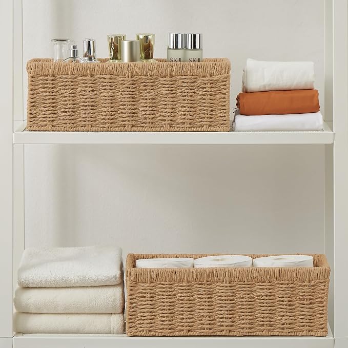 Vagusicc Wicker Storage Basket, Paper Rope Wicker Baskets - Image 6