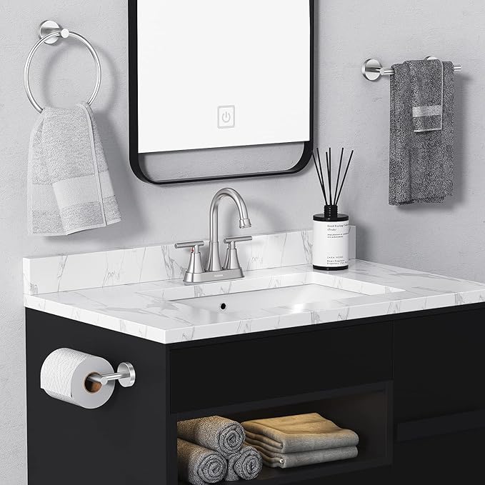 Bathroom Faucets for Sink 3 Hole, Hurran 4 inch Brushed Nickel Bathroom Sink - Image 7