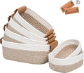 Storage Baskets for Organizing, Small Woven Basket Set of 6-4 Shelf Basket by Degeyoyo
